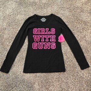 Girls With Guns- GWG- Rhinestone Long Sleeve T- Size Medium